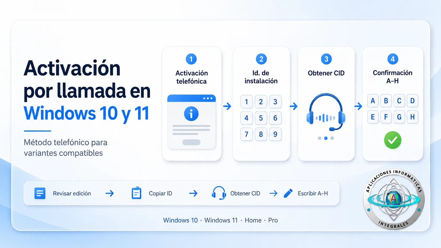 Guía para activación por llamada en Windows 10 y 11