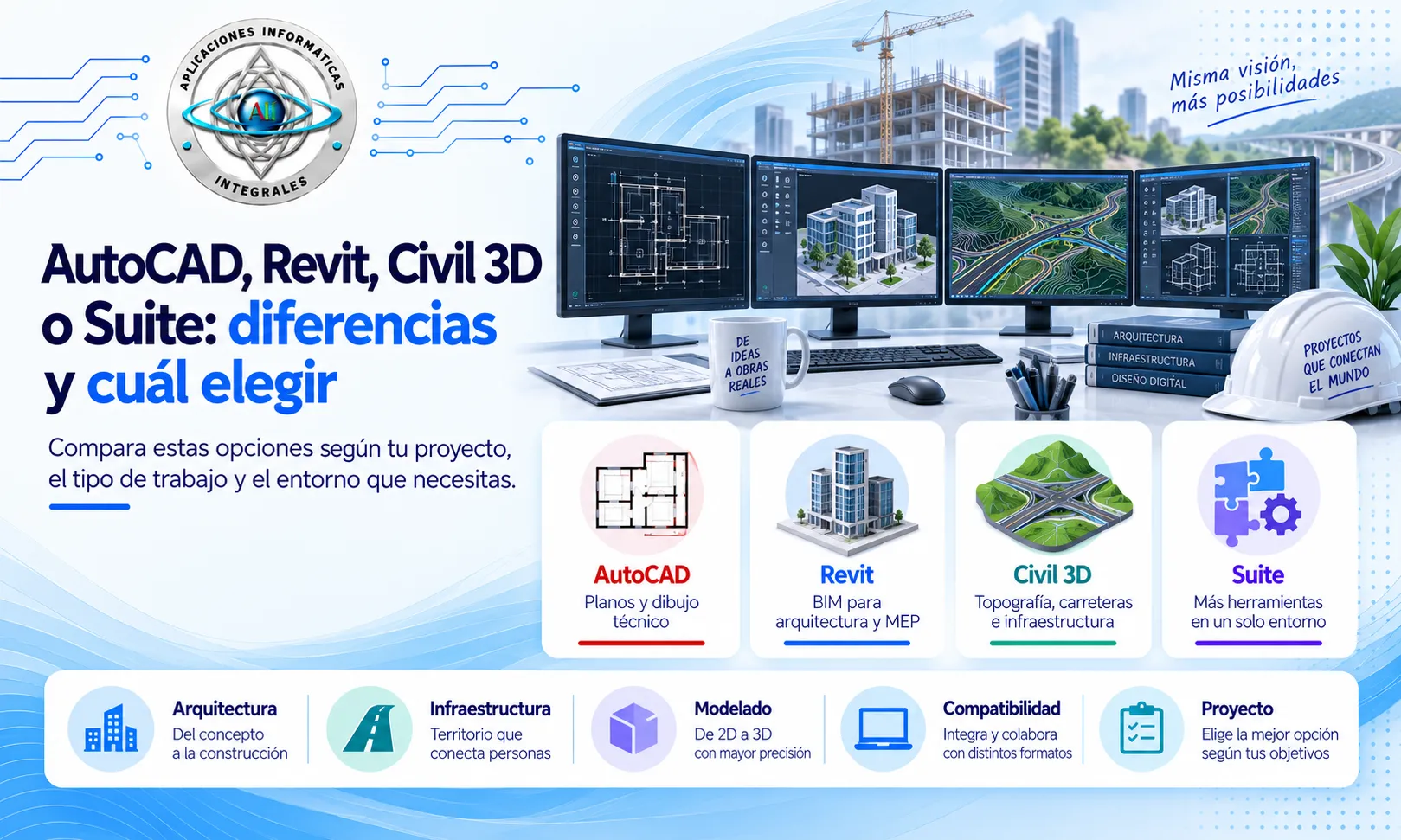 AutoCAD, Revit, Civil 3D o Suite: diferencias y cuál elegir