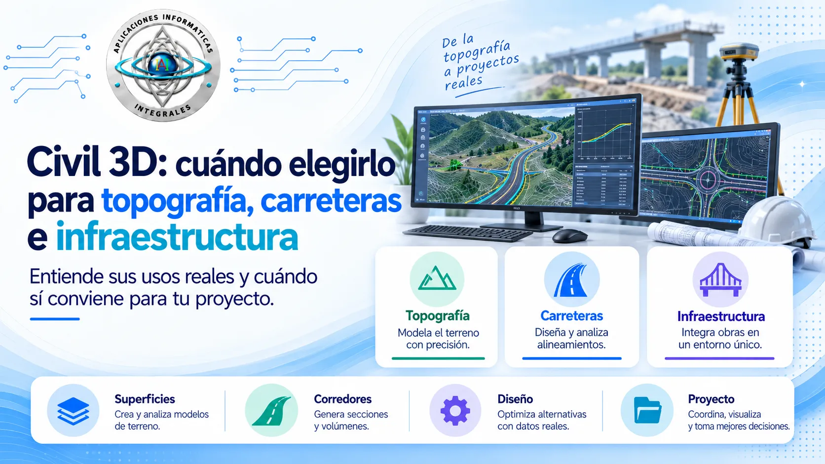 Civil 3D: cuándo elegirlo para topografía, carreteras e infraestructura