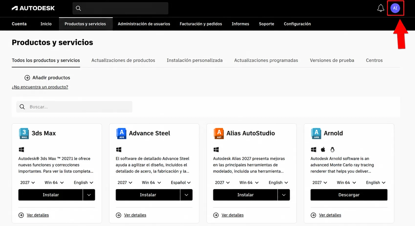 Listado de productos y servicios Autodesk con apps disponibles