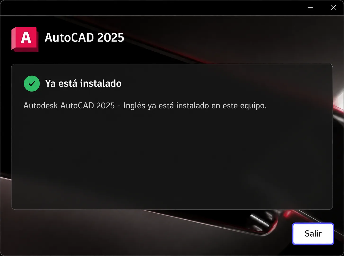 Instalación completada de AutoCAD