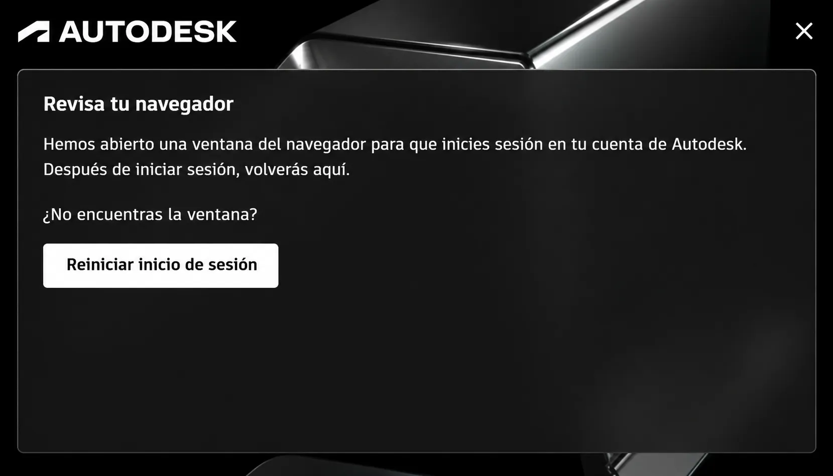 Continuar inicio de sesión Autodesk
