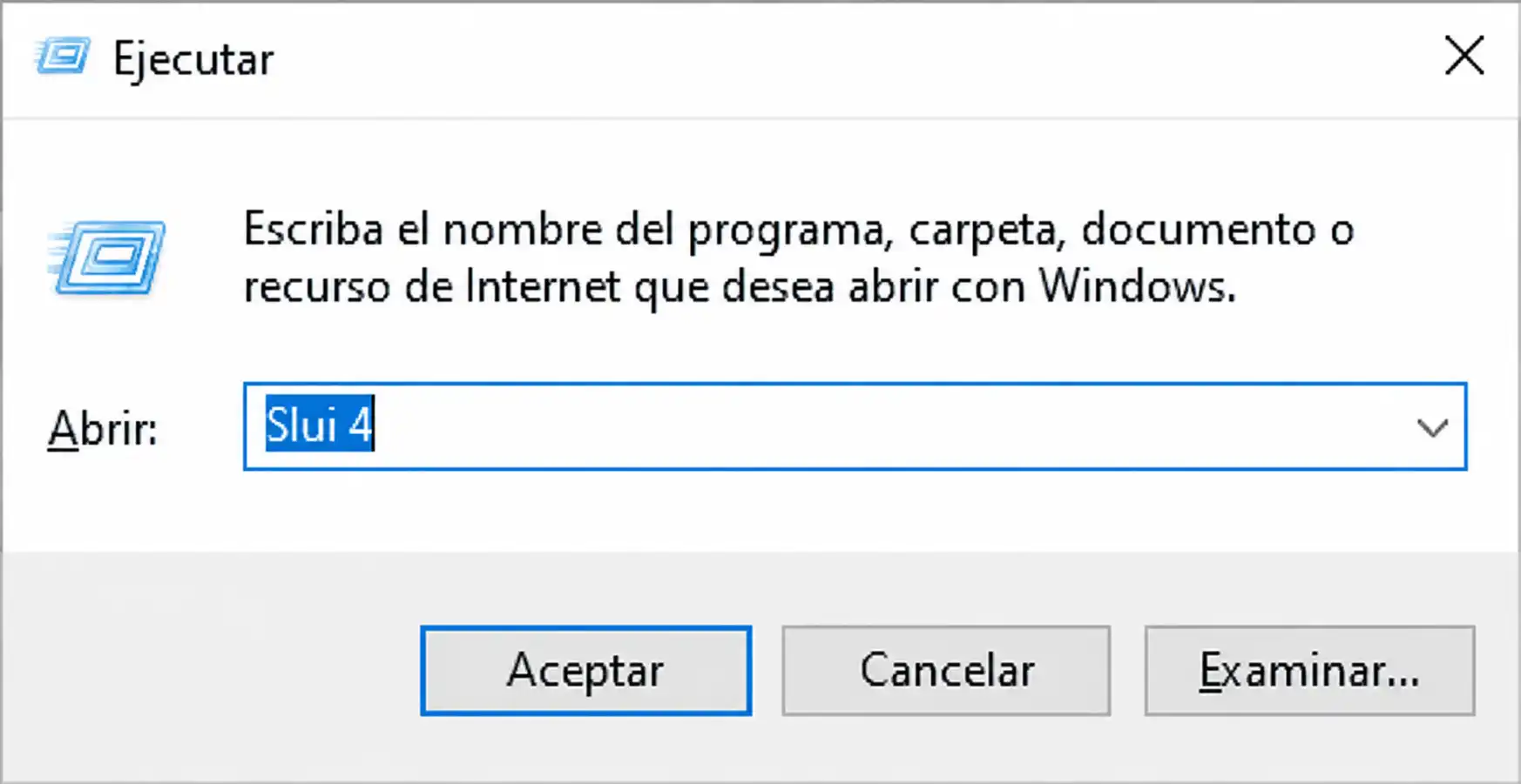 Ejecutar slui 4 para abrir activación telefónica