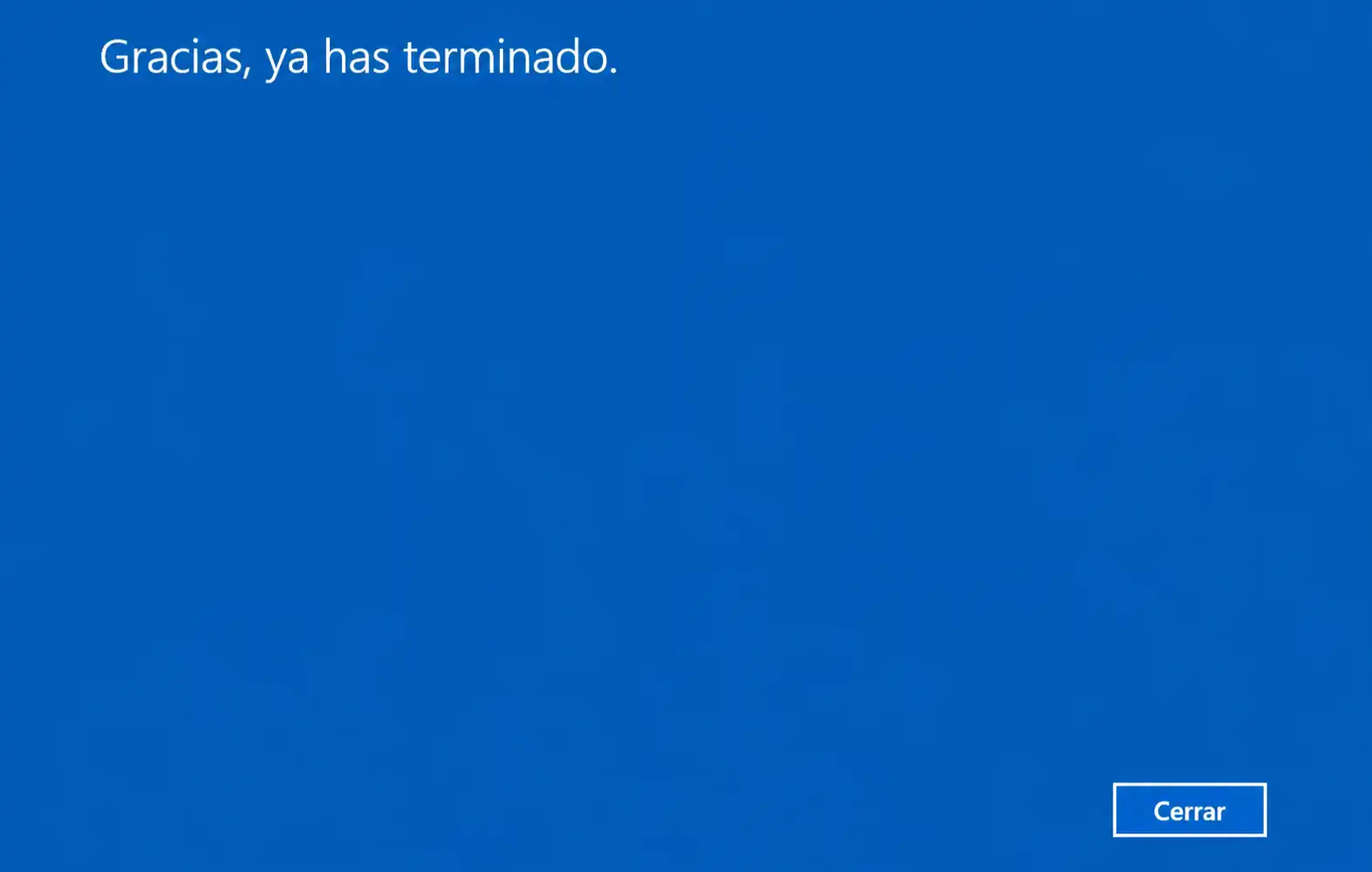 Pantalla final de activación telefónica completada